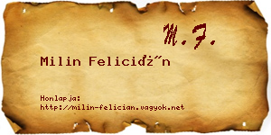 Milin Felicián névjegykártya
